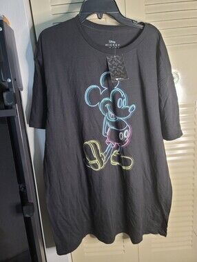 Disney Mickey Mouse Neon Silhouette Mickey Mouse Women's T-Shirt Plus Size 2X